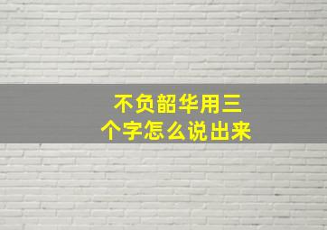 不负韶华用三个字怎么说出来