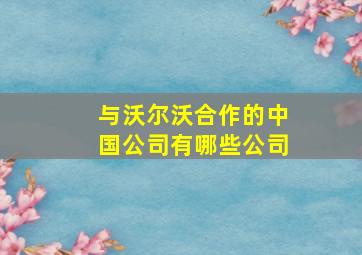 与沃尔沃合作的中国公司有哪些公司