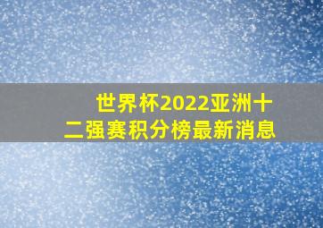 世界杯2022亚洲十二强赛积分榜最新消息