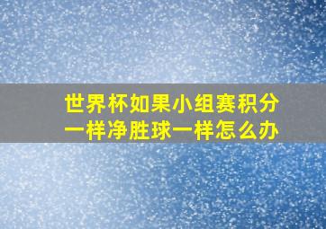 世界杯如果小组赛积分一样净胜球一样怎么办