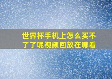 世界杯手机上怎么买不了了呢视频回放在哪看