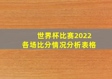 世界杯比赛2022各场比分情况分析表格