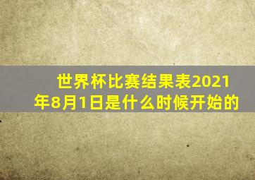 世界杯比赛结果表2021年8月1日是什么时候开始的