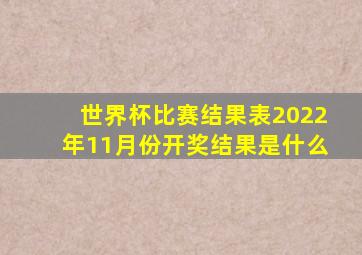 世界杯比赛结果表2022年11月份开奖结果是什么