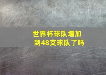 世界杯球队增加到48支球队了吗