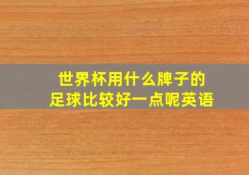 世界杯用什么牌子的足球比较好一点呢英语