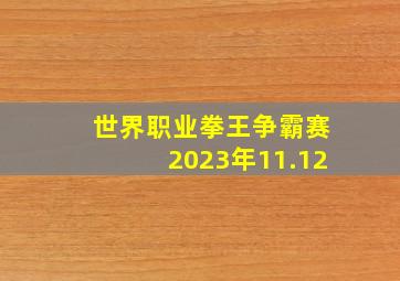 世界职业拳王争霸赛2023年11.12