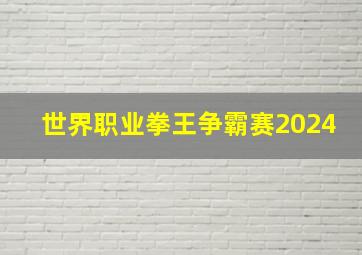 世界职业拳王争霸赛2024