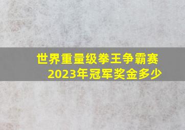 世界重量级拳王争霸赛2023年冠军奖金多少