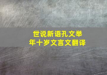 世说新语孔文举年十岁文言文翻译