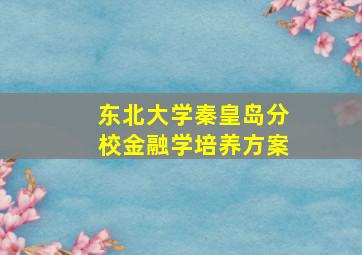 东北大学秦皇岛分校金融学培养方案