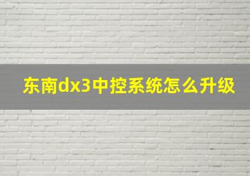 东南dx3中控系统怎么升级