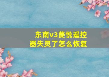 东南v3菱悦遥控器失灵了怎么恢复