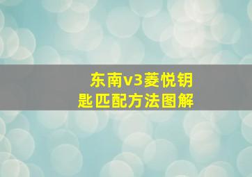 东南v3菱悦钥匙匹配方法图解