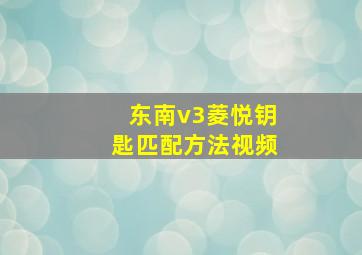 东南v3菱悦钥匙匹配方法视频