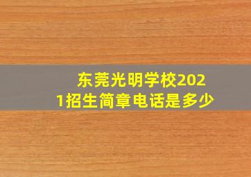 东莞光明学校2021招生简章电话是多少