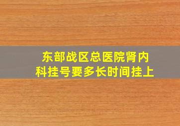 东部战区总医院肾内科挂号要多长时间挂上