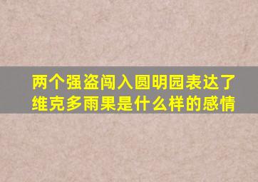 两个强盗闯入圆明园表达了维克多雨果是什么样的感情