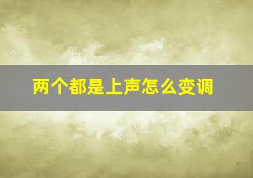 两个都是上声怎么变调