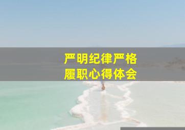 严明纪律严格履职心得体会