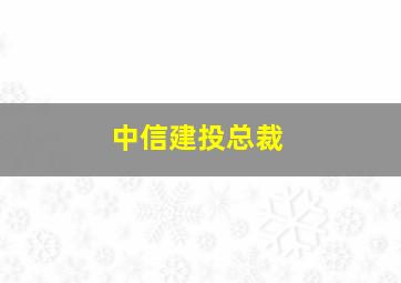 中信建投总裁