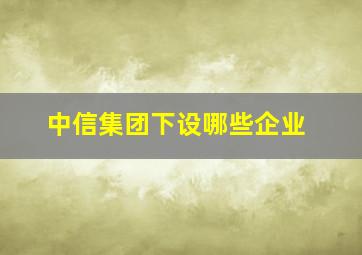 中信集团下设哪些企业