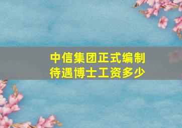 中信集团正式编制待遇博士工资多少