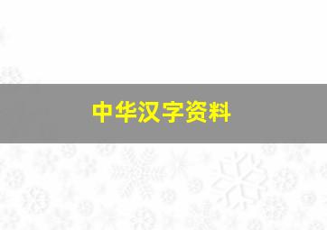 中华汉字资料