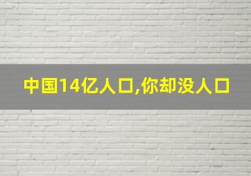 中国14亿人口,你却没人口