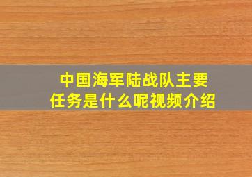 中国海军陆战队主要任务是什么呢视频介绍