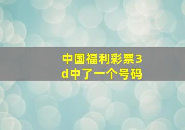 中国福利彩票3d中了一个号码