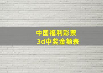 中国福利彩票3d中奖金额表