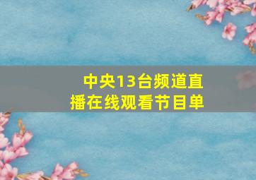 中央13台频道直播在线观看节目单