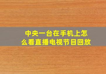 中央一台在手机上怎么看直播电视节目回放