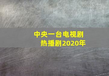 中央一台电视剧热播剧2020年