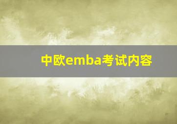 中欧emba考试内容