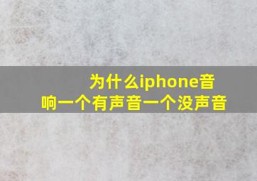 为什么iphone音响一个有声音一个没声音