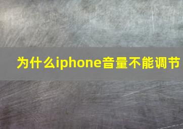 为什么iphone音量不能调节