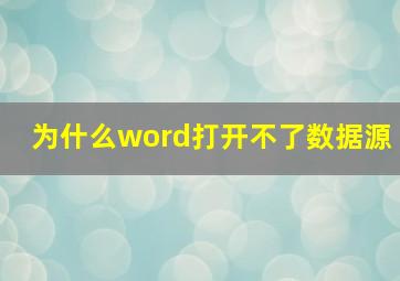 为什么word打开不了数据源