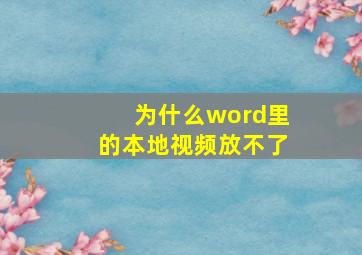 为什么word里的本地视频放不了