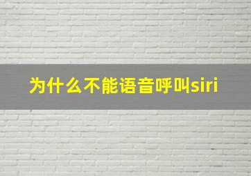 为什么不能语音呼叫siri