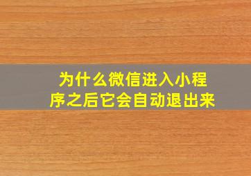 为什么微信进入小程序之后它会自动退出来