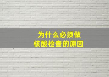 为什么必须做核酸检查的原因