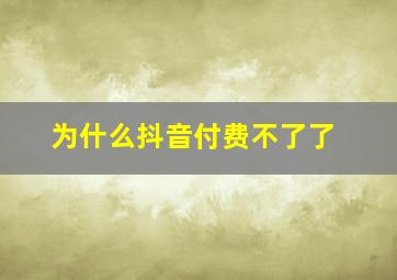 为什么抖音付费不了了