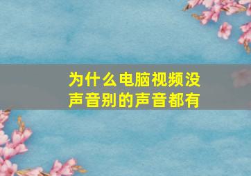 为什么电脑视频没声音别的声音都有