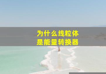 为什么线粒体是能量转换器