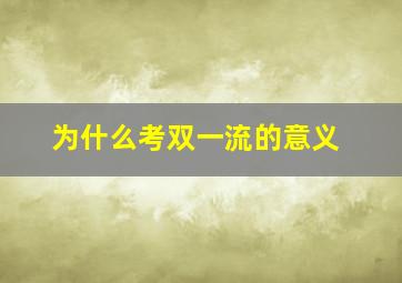 为什么考双一流的意义