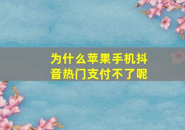 为什么苹果手机抖音热门支付不了呢