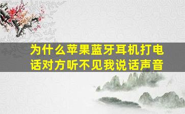 为什么苹果蓝牙耳机打电话对方听不见我说话声音