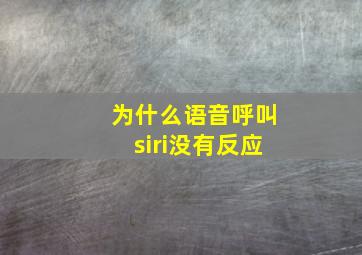 为什么语音呼叫siri没有反应